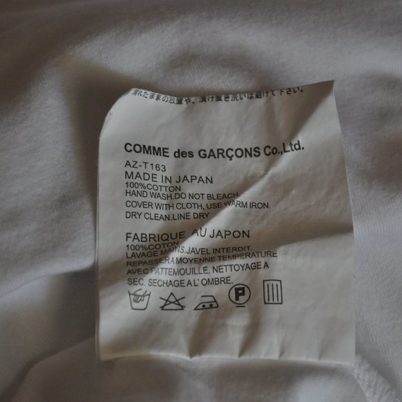 T163 COMME DES GARCONS Play WHITE T-SHIRT Red Camo Double Heart & Patch Youth XL - Picture 5 of 5